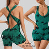 Tie-Dye Deep V-Neck Backless Yoga Bodysuit