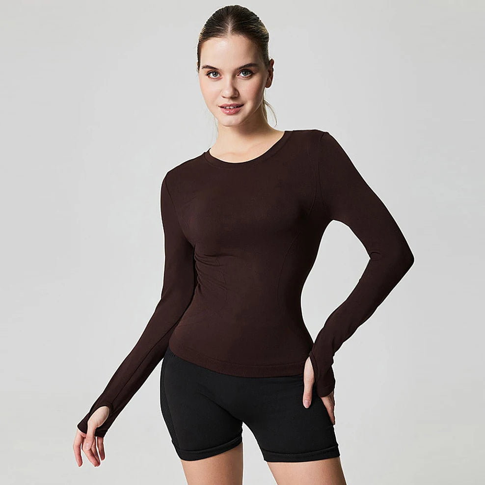 Women's Long Sleeve Yoga Top — Quick-Dry Workout Shirt