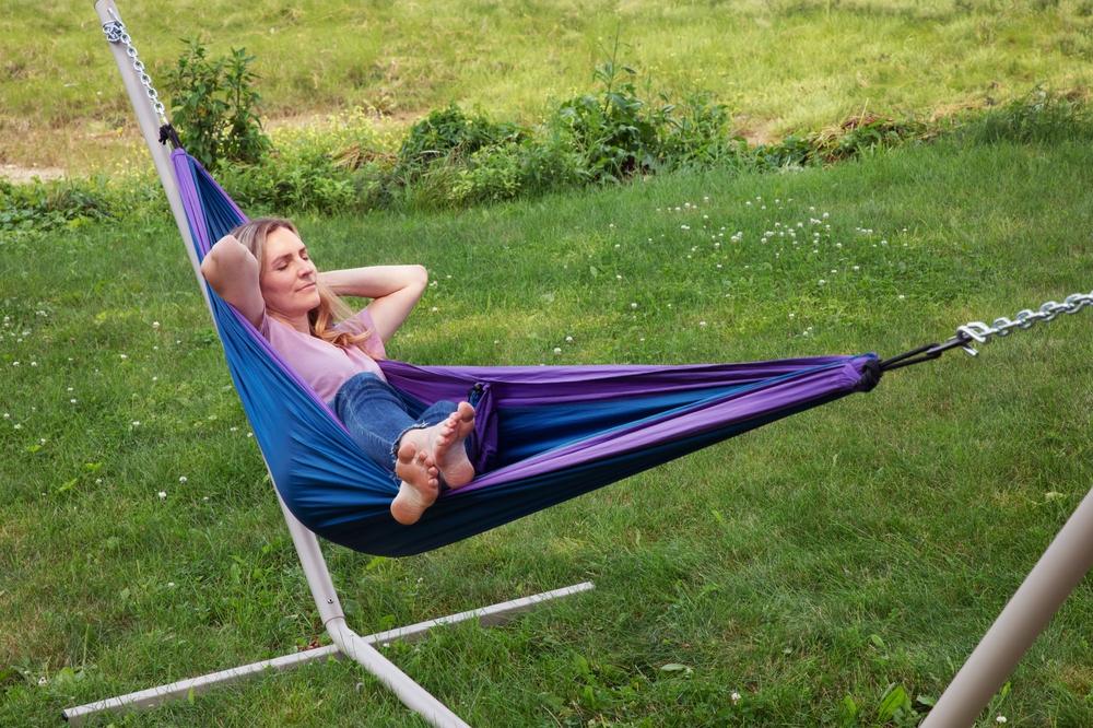 blue travel hammock