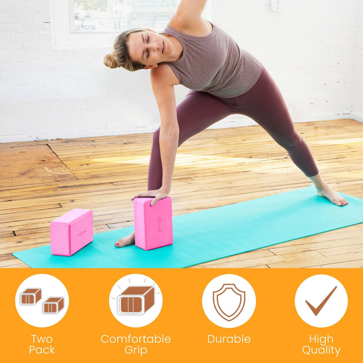 pink yoga blocks