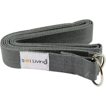 Grey Cotton Yoga Strap for Exercise and Stretching