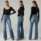 Women's Square Neck Long Sleeve Bodysuit — Seamless Layering Basic