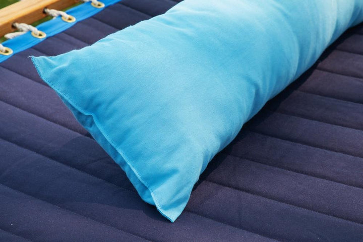 Blue quilted hammock with pillow