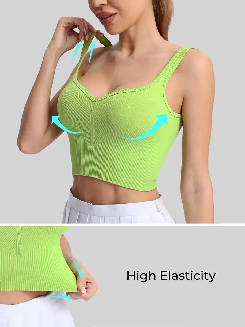 Women's Quick-Drying Breathable Sports Yoga Tank Top Casual Running Bottom with Seamless Hundred Back Fitness Camisole