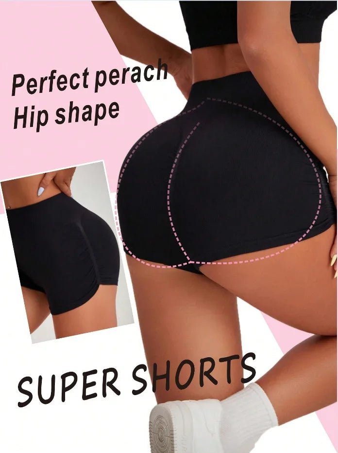Womens Seamless Fitted High Waist Yoga Shorts Scrunch Butt Lifting 3''- Medium Waisted Booty Workout Volleyball  Shorts