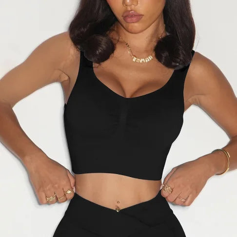 Womens Longline Sports Bra - Workout Crop Tank Tops Padded Yoga Camisole With Built in Pads