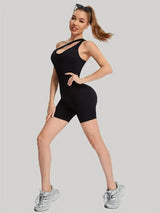 Seamless One-Piece Yoga Bodysuit with Diagonal Straps