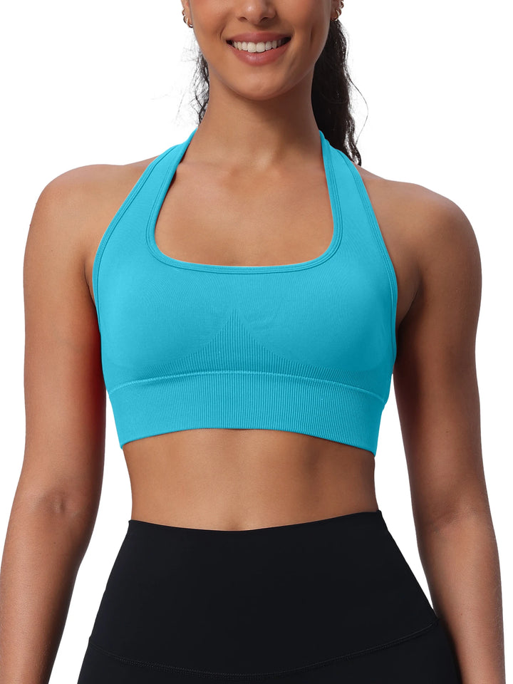 Women Seamless Breathable High Support Yoga Sports Bra for Removable Pads Push-Up