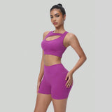 Women's Seamless Knit Yoga Set — Sleeveless Top & High-Waist Shorts