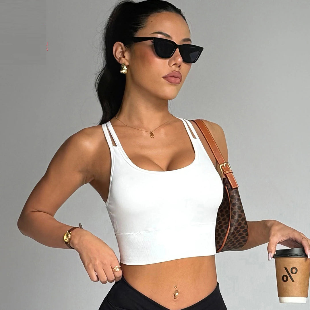 Women's Fitness High-Intensity Breathable Yoga Sports Bra Shock-Proof Fixed Cup with Removable Chest Pads