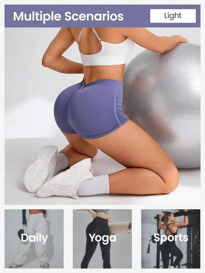 Workout Shorts for Women Scrunch Butt Lifting 3''- Medium Waisted Booty Workout Volleyball Yoga Seamless Shorts