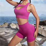 Women's Seamless Knit Yoga Set — Sleeveless Top & High-Waist Shorts