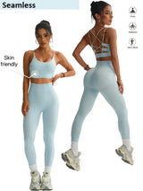 Seamless Yoga 2-Piece Set — Crisscross Bra & High-Waist Leggings