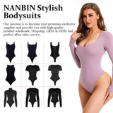 Women's Square Neck Long Sleeve Bodysuit — Seamless Layering Basic
