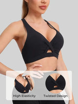 Women's High-Support Yoga Sports Bra — Breathable V-Neck Top