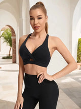 Women's High-Support Yoga Sports Bra — Breathable V-Neck Top