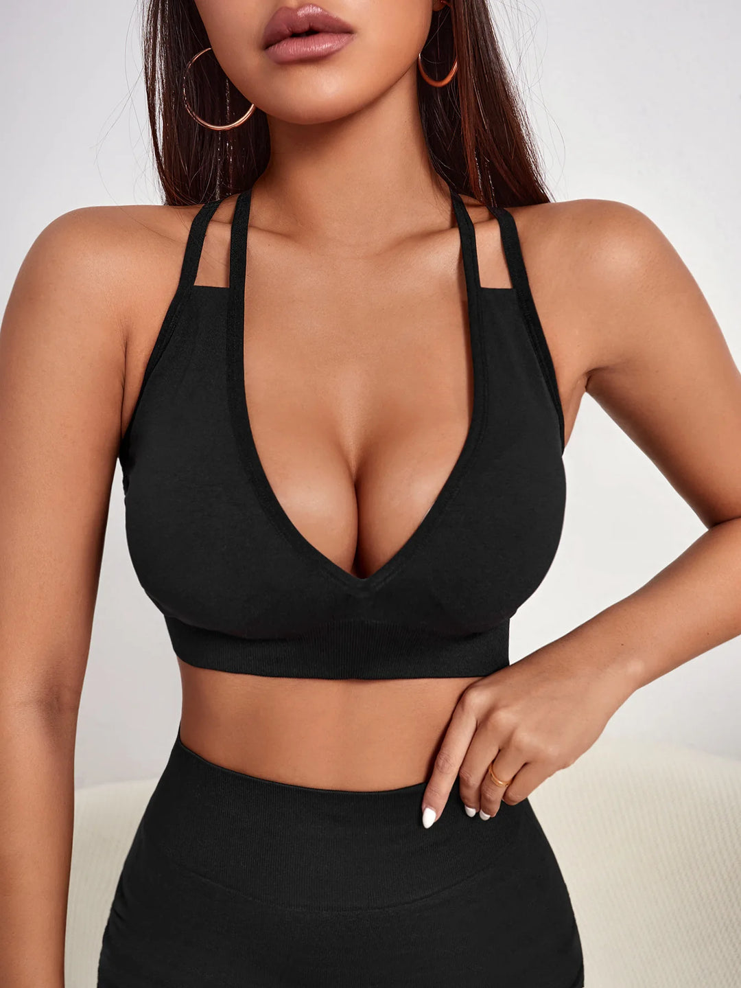 Women's Sports Bra, Shockproof Running Fitness Yoga Top, Cross-Shoulder Strap Backless Lingerie Suitable for Yoga, Pilates