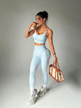 Seamless Yoga 2-Piece Set — Crisscross Bra & High-Waist Leggings