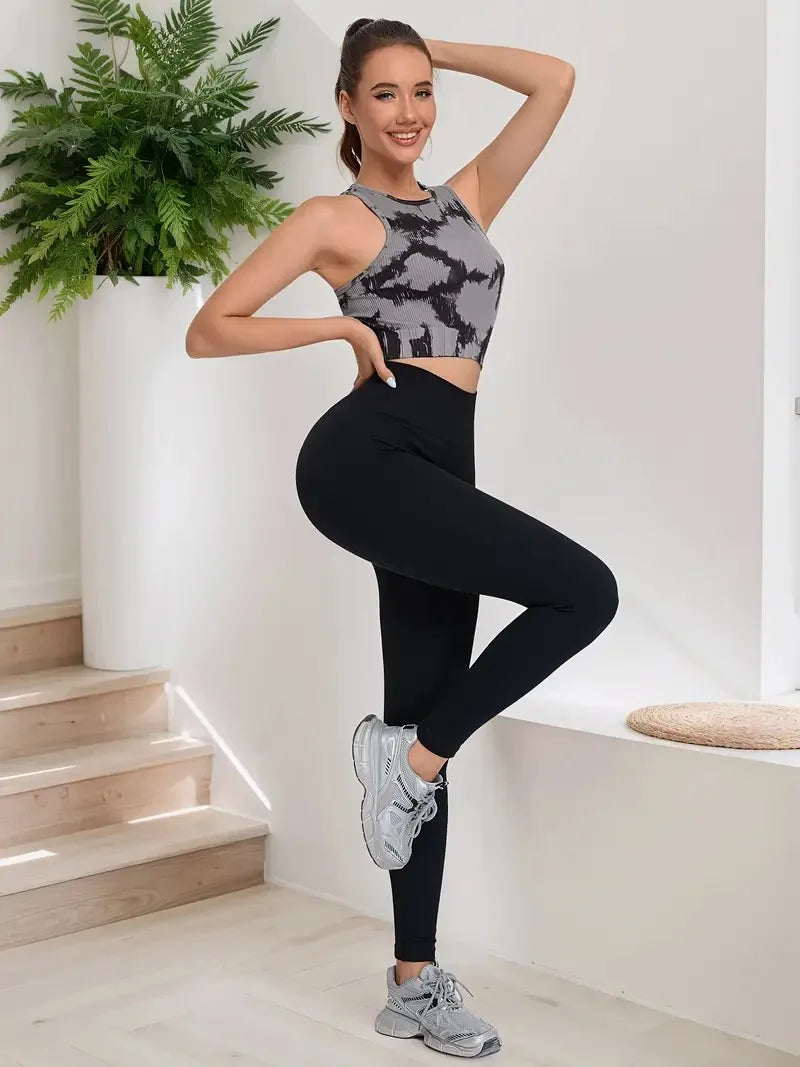 Women's Four-Way Stretch Yoga Vest Tie-Dye Spandex Crop Top for Pilates Fitness Solid Lightweight Breathable Seamless for Girls