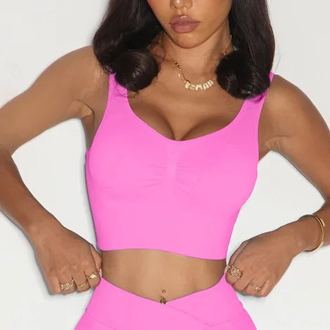 Womens Longline Sports Bra - Workout Crop Tank Tops Padded Yoga Camisole With Built in Pads