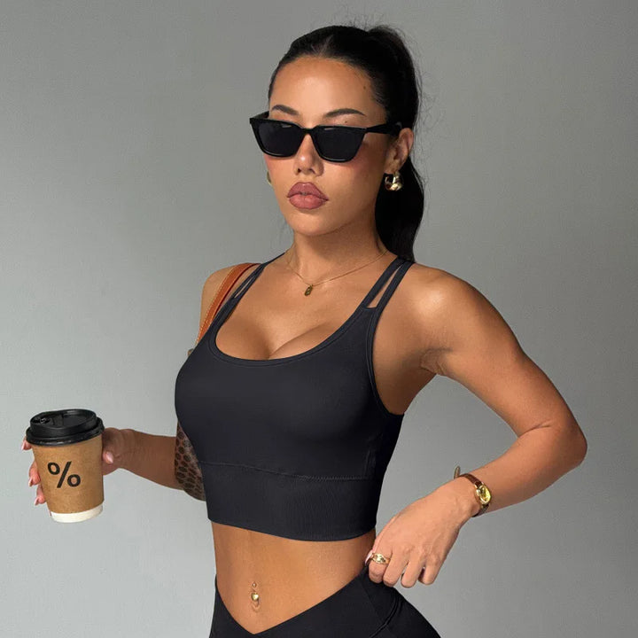 Women's Fitness High-Intensity Breathable Yoga Sports Bra Shock-Proof Fixed Cup with Removable Chest Pads