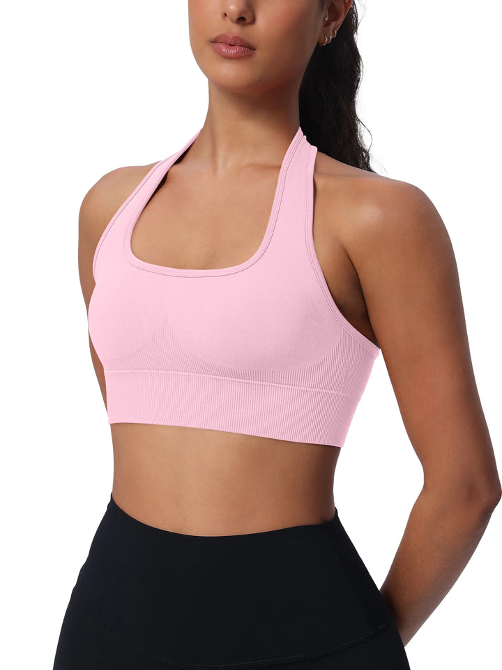 Women Seamless Breathable High Support Yoga Sports Bra for Removable Pads Push-Up