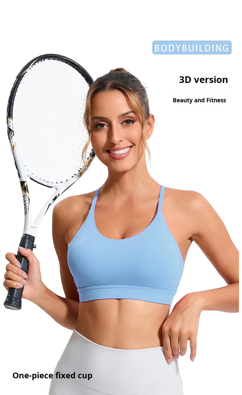 Women's Y-Shaped Back-Beautifying Sports Bra High Support Shockproof Breathable Running Bra