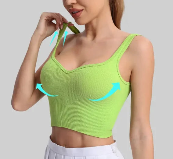 Women's Quick-Drying Breathable Sports Yoga Tank Top Casual Running Bottom with Seamless Hundred Back Fitness Camisole