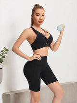 Women's High-Support Yoga Sports Bra — Breathable V-Neck Top