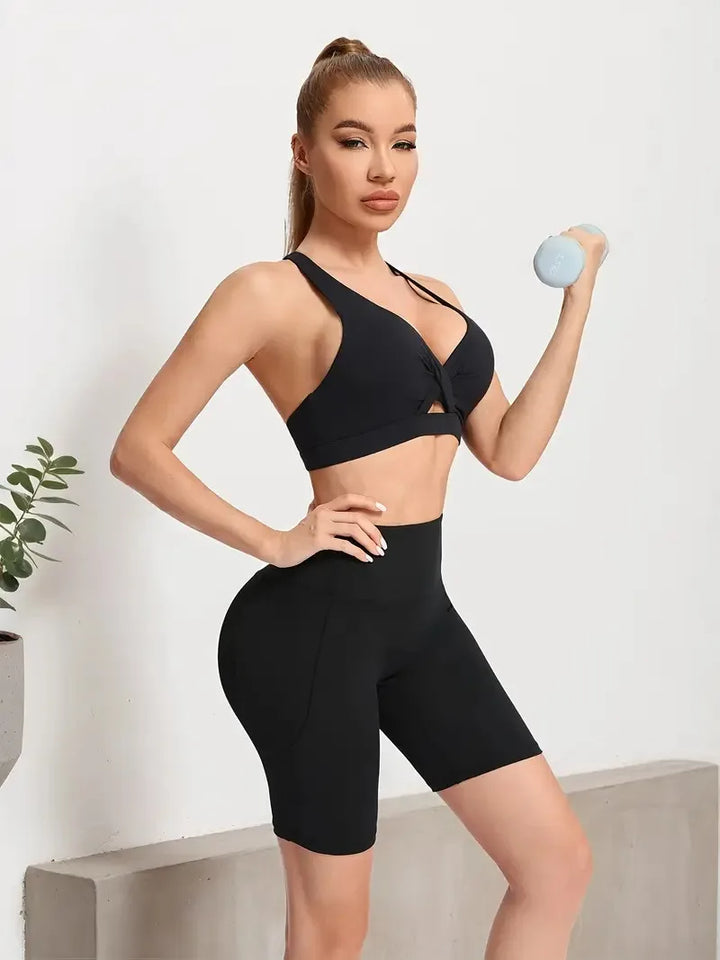 Classic Women's Sports Bra Lightweight Breathable One-Piece Fitness Top Sexy Gathered Yoga Vest with Shockproof Sports Bra
