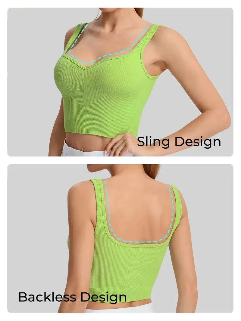 Women's Quick-Drying Breathable Sports Yoga Tank Top Casual Running Bottom with Seamless Hundred Back Fitness Camisole