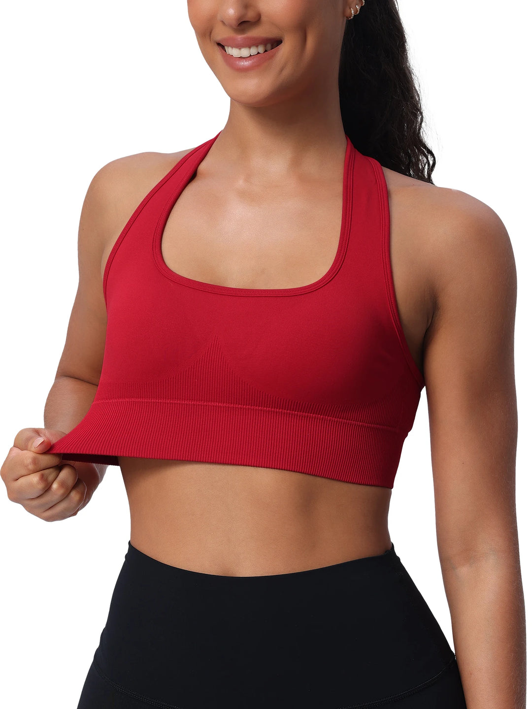 Women Seamless Breathable High Support Yoga Sports Bra for Removable Pads Push-Up
