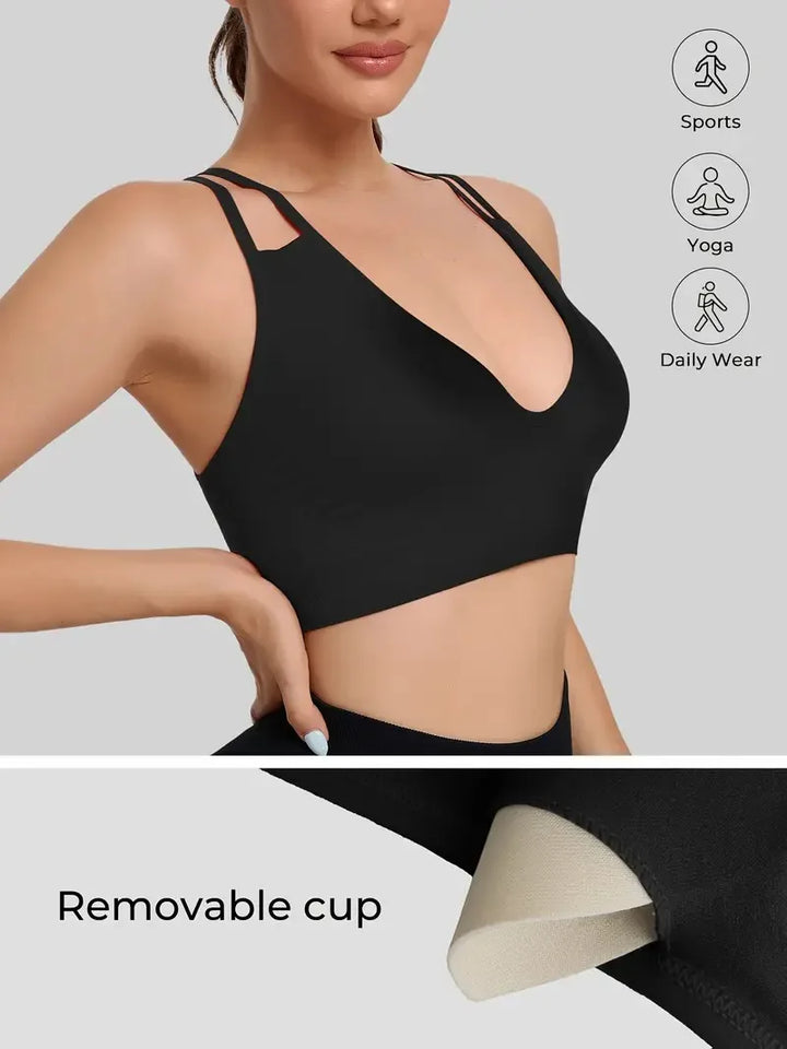 Women's Sports Bra, Shockproof Running Fitness Yoga Top, Cross-Shoulder Strap Backless Lingerie Suitable for Yoga, Pilates