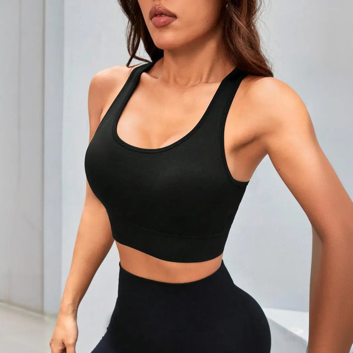 Women's Seamless Breathable Sexy Back Sport Bra Comfortable Lightweight Moisture-Wicking Tank Top for Fitness Running
