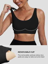 Cross Back Strappy Yoga Sports Bra with Removable Cups