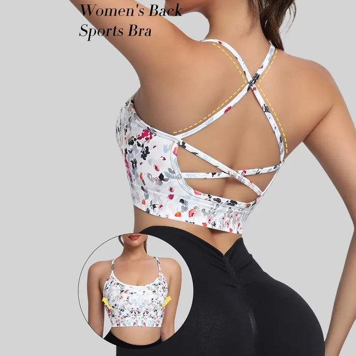 Women's Cross-Back Strap, Floral Print Sports Bra for Gym, Yoga, Running, Women's Yoga Tank Top