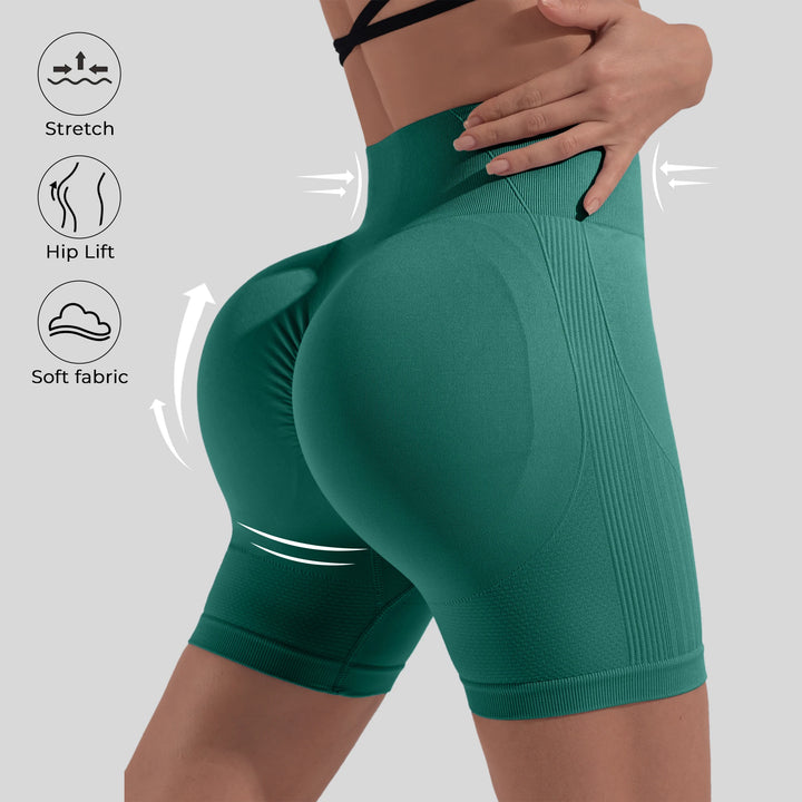 Workout Shorts for Women Scrunch Butt Lifting 4''- Medium Waisted Booty Workout Volleyball Yoga Seamless Shorts