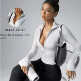 Women's Long Sleeve Zip Yoga Top - Breathable Training Jacket