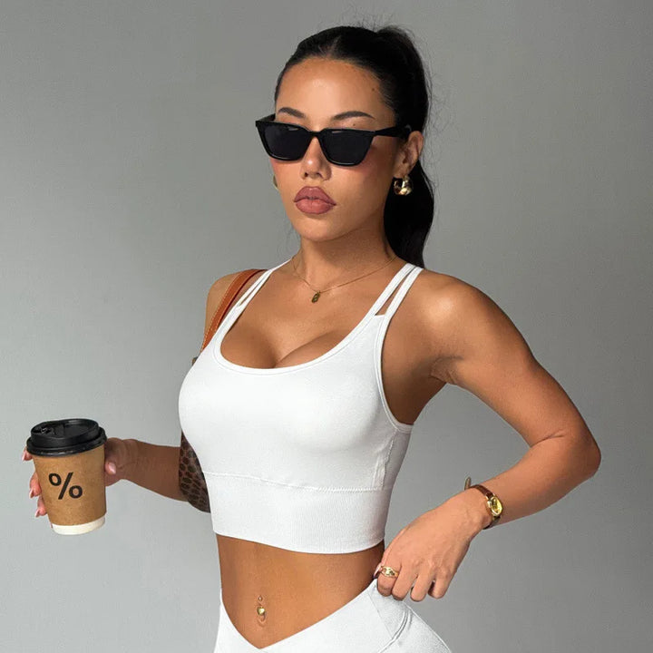 Women's Fitness High-Intensity Breathable Yoga Sports Bra Shock-Proof Fixed Cup with Removable Chest Pads