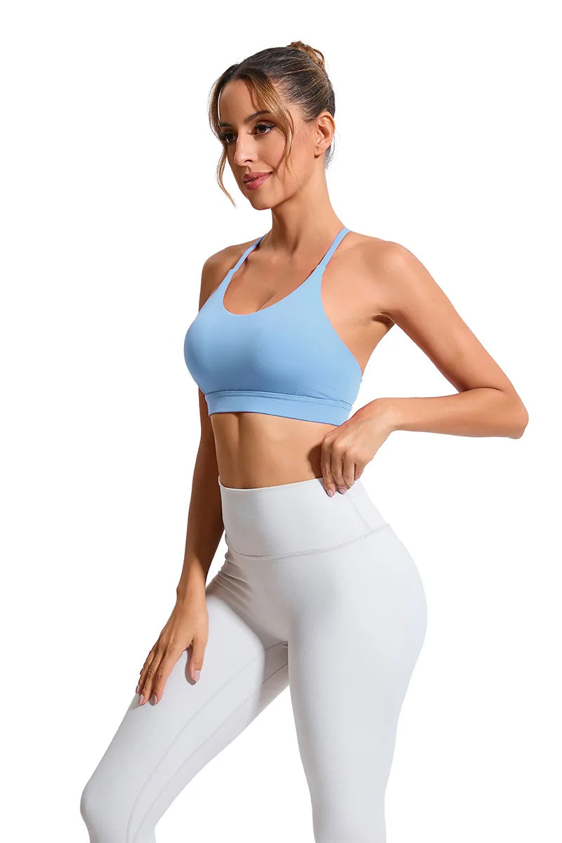 Women's Y-Shaped Back-Beautifying Sports Bra High Support Shockproof Breathable Running Bra