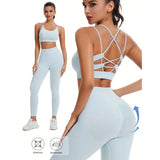 Seamless Yoga 2-Piece Set — Crisscross Bra & High-Waist Leggings