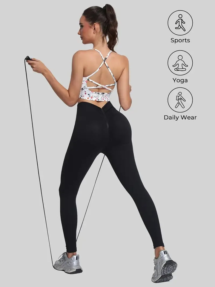 Women's Cross-Back Strap, Floral Print Sports Bra for Gym, Yoga, Running, Women's Yoga Tank Top