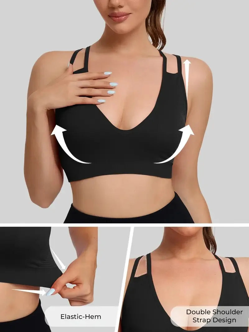 Women's Sports Bra, Shockproof Running Fitness Yoga Top, Cross-Shoulder Strap Backless Lingerie Suitable for Yoga, Pilates
