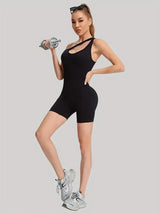 Seamless One-Piece Yoga Bodysuit with Diagonal Straps
