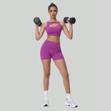 Women's Seamless Knit Yoga Set — Sleeveless Top & High-Waist Shorts