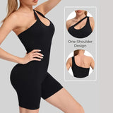 Seamless One-Piece Yoga Bodysuit with Diagonal Straps