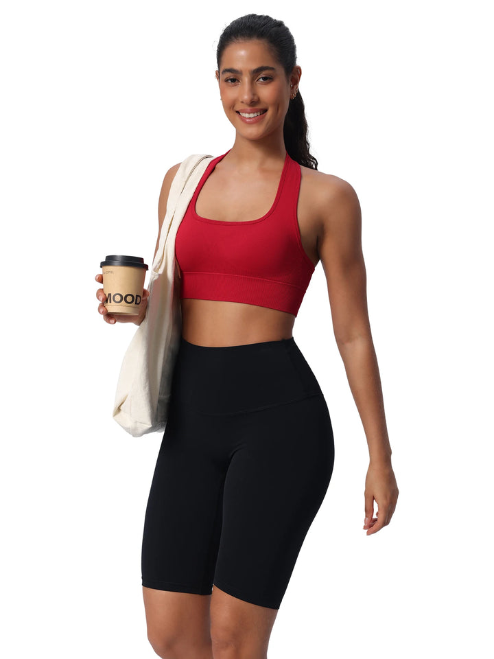 Women Seamless Breathable High Support Yoga Sports Bra for Removable Pads Push-Up