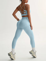 Seamless Yoga 2-Piece Set — Crisscross Bra & High-Waist Leggings