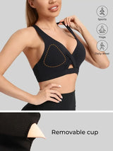 Women's High-Support Yoga Sports Bra — Breathable V-Neck Top