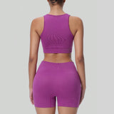 Women's Seamless Knit Yoga Set — Sleeveless Top & High-Waist Shorts